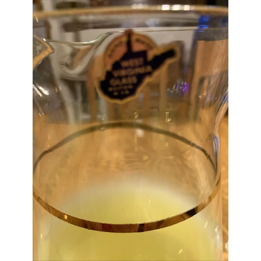 Vtg Lot Blendo Yellow Ombre Frosted Glass Set BIG Pitcher & 6 Tumblers MCM Decor